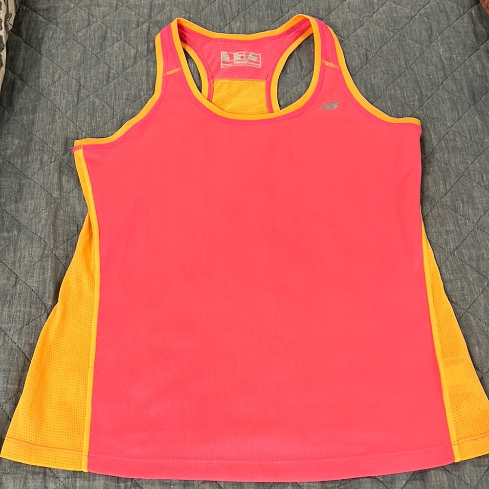 New Balance Women's Pink and Orange Athletic Tank Top